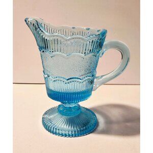 Adams & Co Wildflower Creamer in Light Blue 120 Years Old Victorian Era Glass